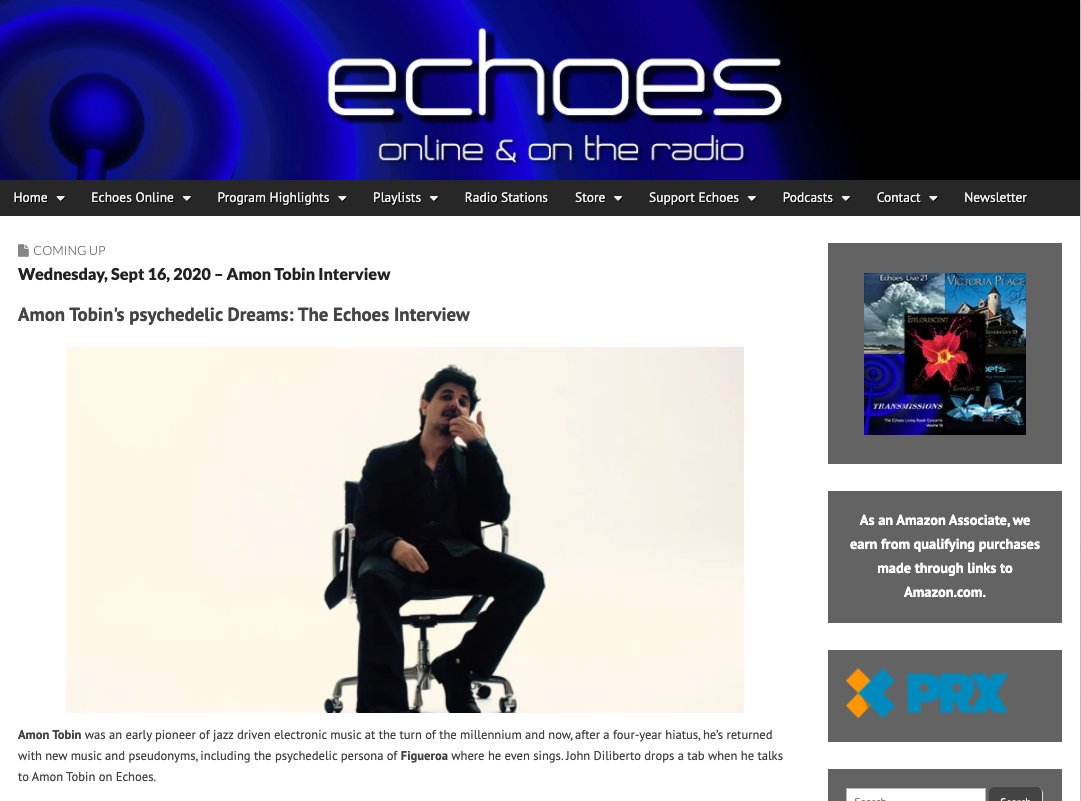 later today: an interview with <a href="/amontobin/">amon tobin</a> by <a href="/EchoesRadio/">Echoes</a>. nomark.net/news

"an early pioneer of jazz driven electronic music at the turn of the millennium...he’s returned with new music and pseudonyms, including the psychedelic persona of Figueroa where he even sings."