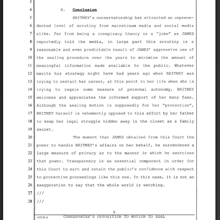 The judge will likely decide on whether to seal the documents moving forward in regards to choosing a new conservator of her estate. Britney has filed court documents asked this to be made public and she appreciates the "informed supports of her many fans."  #FreeBritney