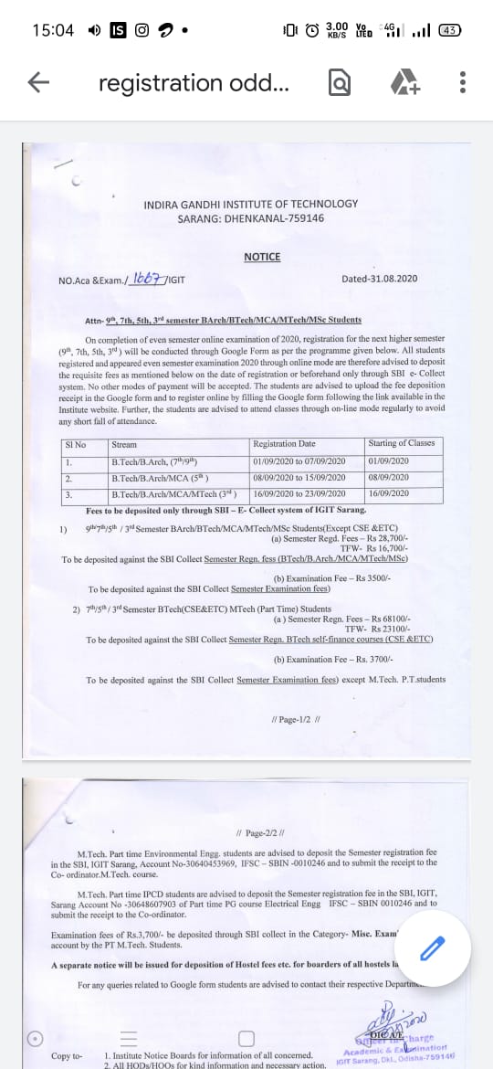 mishra_animisha's tweet photo. Despite of Being a govt college.. Igit Sarang is forcing its students to pay the fees.. https://t.co/3dWccjlFue