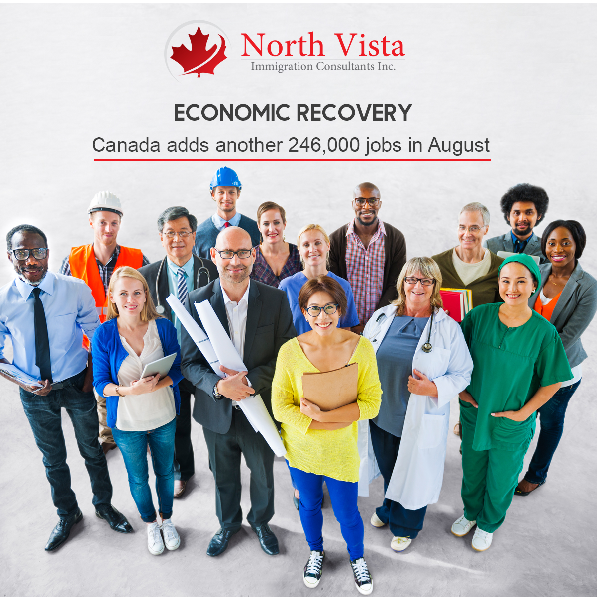 NorthVistaCA's tweet photo. Economic recovery: #Canada adds another 246,000 #jobs in August. More Canadians are returning back to work during the #coronavirus #pandemic. Canada’s economic recovery is continuing. For more details. Call or email us at (647) 660-5758 – info@northvistaimmigration.com https://t.co/1ncyg1Q1ud