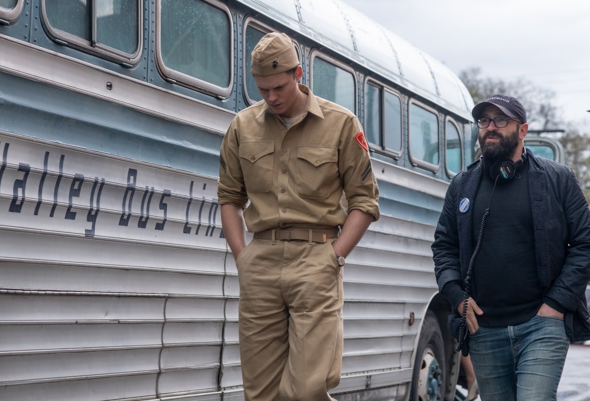 netflixqueue's tweet photo. Exclusive look behind the scenes of The Devil All the Time with Director Antonio Campos and cast members Tom Holland, Robert Pattinson, Bill Skarsgård, Riley Keough and Jason Clarke. 

Now playing globally on @netflixfilm. https://t.co/7BDl1fJN3w