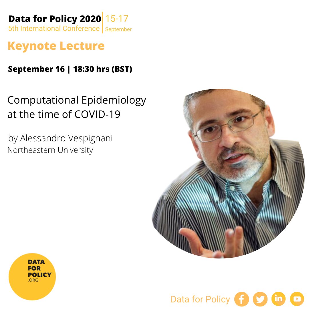 dataforpolicy's tweet image. Many thanks to all our presenters so far today #DataforPolicy2020 - just a reminder that we are not finished yet! There will be a long break now to give a gap in screen-time, but do join us again at 18:30 BST for our #KeynoteSpeaker Alessandro ​Vespignani @alexvespi @sverhulst