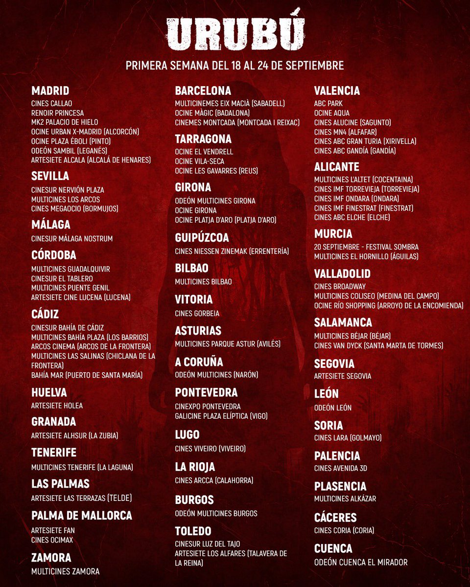 ProintelTV's tweet image. ‘URUBÚ’ se estrena en 36 ciudades y más de 70 cines de toda España!!! 🤟

Elige tu sala y disfruta desde este viernes 18 del primer largometraje de @alexibaneznauta 🍿🎬

#UrubúPelícula #YoVoyAlCine #CineEspañol @rtve