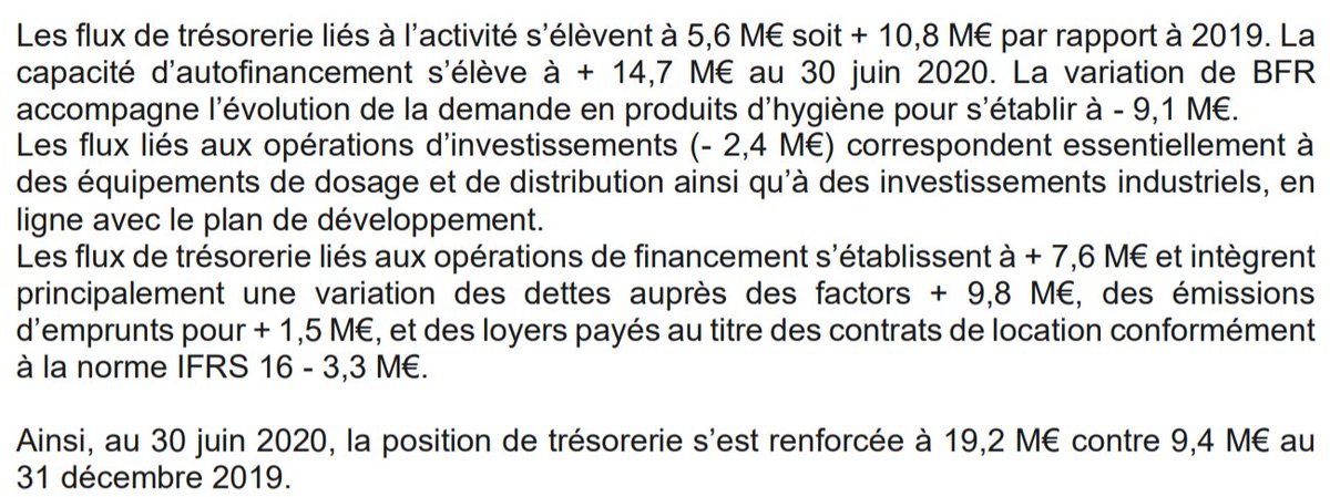 Mieux le groupe qui avais structurellement des soucies de trésorerie et une mauvaise capacité de CAF à enfin réussis à en faire et pas qu'un peu !