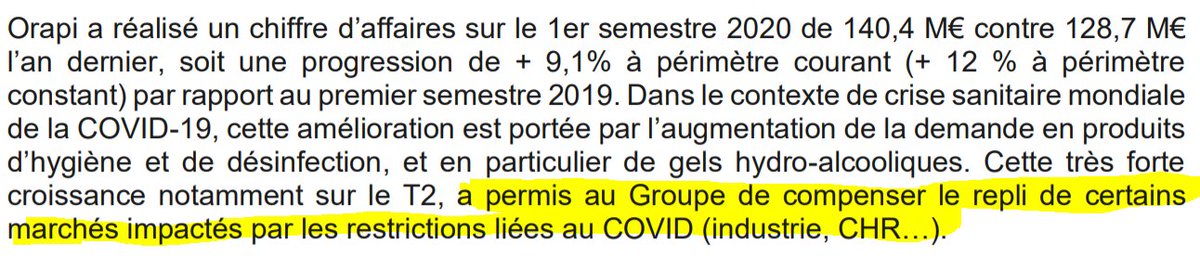 Le groupe est d'ailleurs clair la dessus, Q2 sauver par le SHA.On peut donc dire que même avec une descente du gel peut probable le PR du Conseil ayant dit à l'AG que le groupe tourne toujours à 100% la dessus on aurais possiblement à S2 à 35-45M d'Ebitda !