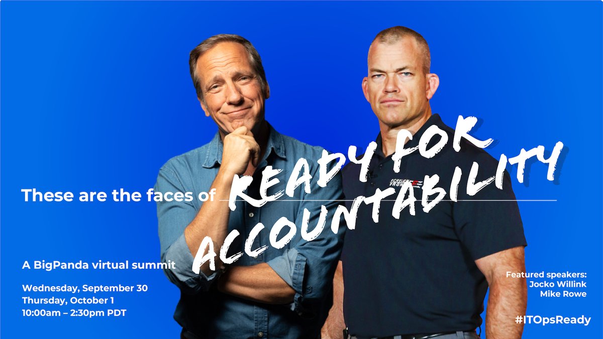 bigpanda's tweet photo. Spend a few hours with @mikeroweworks, @JockoWillink and a dozen other amazing speakers without leaving the comfort of your home office. Register for the #ITOpsReady virtual summit on September 30-October 1.
https://t.co/MaQduOxzW7 https://t.co/NhiqN7rQMc