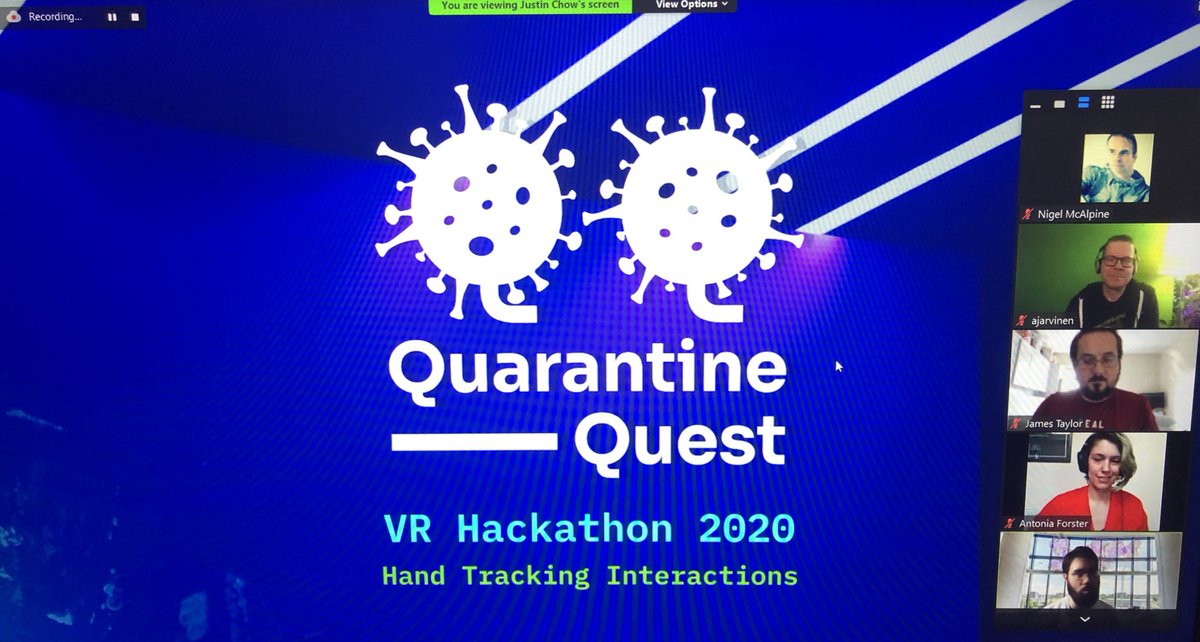 DigiCatNI's tweet photo. Fantastic range of local and international teams at #VRHackathon with ideas which were equally diverse: Data Viz to Sign language and musical instrument lessons to touch free awareness for COVID-19. Including @LewisSmithSax and @JakeYoung2410// @DigiCatapult @futurescreensni #VR https://t.co/EgcD25M1qA
