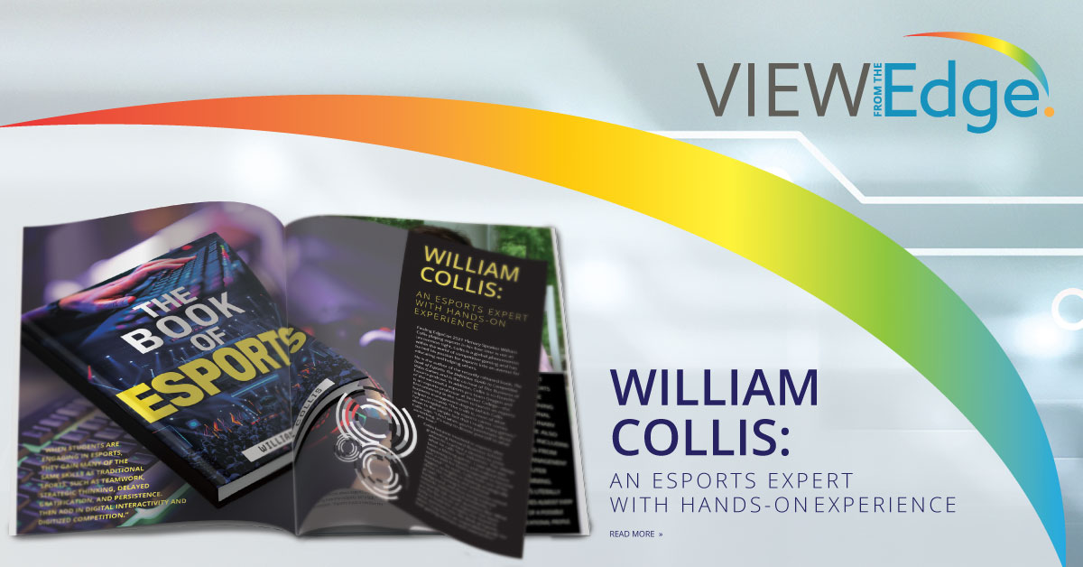 All_Things_Edge's tweet photo. #EdgeCon2021 Speaker @William_Collis merged his love of gaming & business. He’s an #esports team owner & professor of esports management at @BeckerCollege. In this #ViewFromTheEdge feature, Collis explains the potential of esports as a tool for #highered: https://t.co/0M9a6kAYWe https://t.co/TnLsOF3rG8