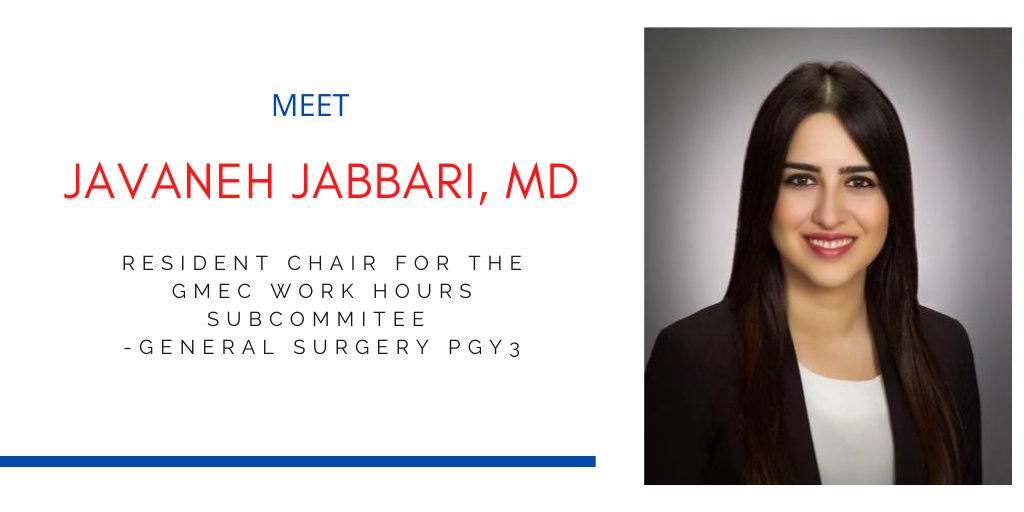 #WIMMonth Meet Javaneh Jabbari, MD! She is the 2020 Resident Chair for the GMEC Work Hours Subcommittee and is a Surgery PGY-3 resident. Her wellness strategy is hanging out with her fiancé and their dog and trying out new cooking recipes at home! #KUGME2020 @JabbariMD