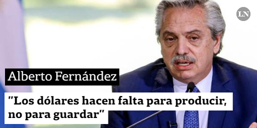 LANACION's tweet photo. Alberto Fernández (@alferdez): "Los dólares hacen falta para producir, no para guardar" | ¿Qué opinás? 👇 https://t.co/4uuA6ACqN9
