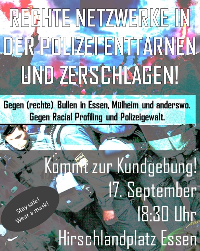 Anlässlich der heutigen Entwicklung in Sachen Bullen: kommt morgen zum Hirschlandplatz und lässt uns Nazibullen zeigen, was wir von ihnen halten! #keinvergebenkeinvergessen #nojusticenopeace