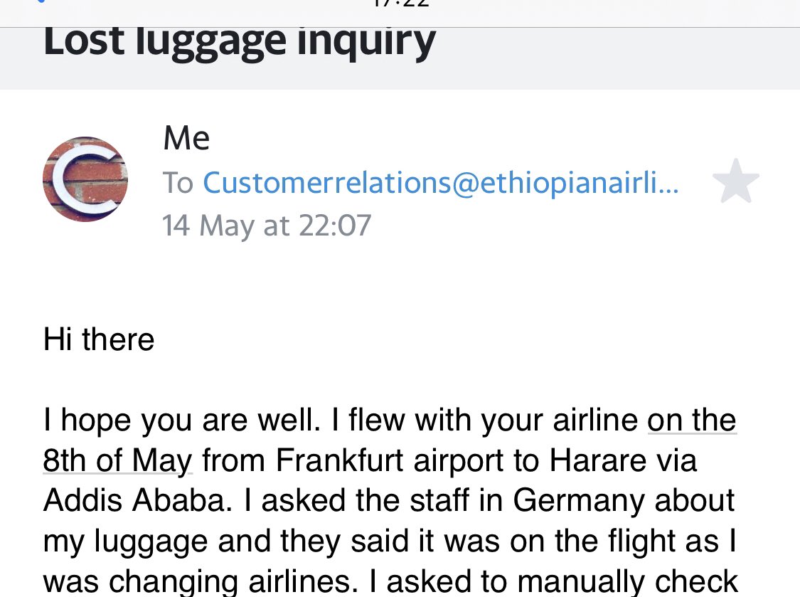 crosbie44's tweet photo. @flyethiopian @daniel May you please answer my emails with regards to my lost luggage. @flyethiopian @staralliance @IATA #Etmoments #JunkAirline #StayAwayFromEthiopianAirline https://t.co/QAgWeZPV8Q