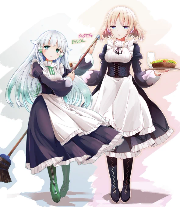 オリジナルメイドさん1号と2号の比較。1号さんの等身をけっこう修正したのでこんな感じの対比に 