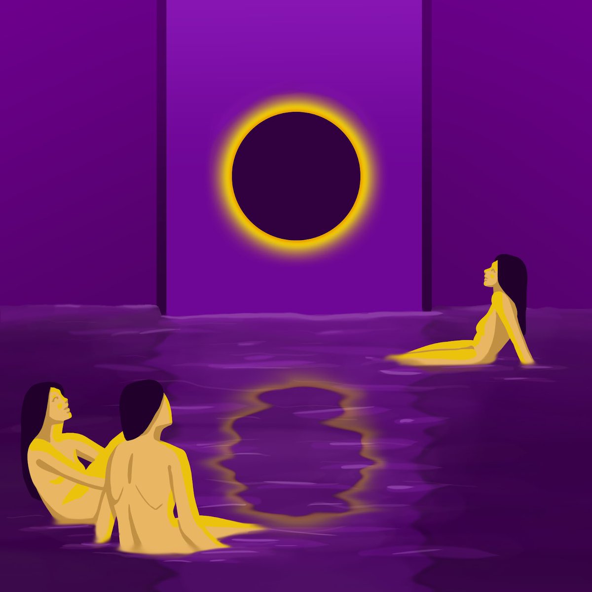 The circle. #art #artist #ArtistOnTwitter #drawing #digitalart #DigitalArtist #Purple #yellow #Colors #bathing #bathingbeauties #female #femaleart