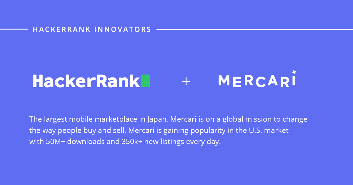 hackerrank's tweet photo. Congratulations @mercari_app for being featured as a #HackerRankInnovator! 

Mercari is #Hiring. If you are looking for ways to make a positive social impact, be sure to follow them on LinkedIn and find out more about their job opportunities. 

#HackerRankInnovators https://t.co/IXTyTLKsbc