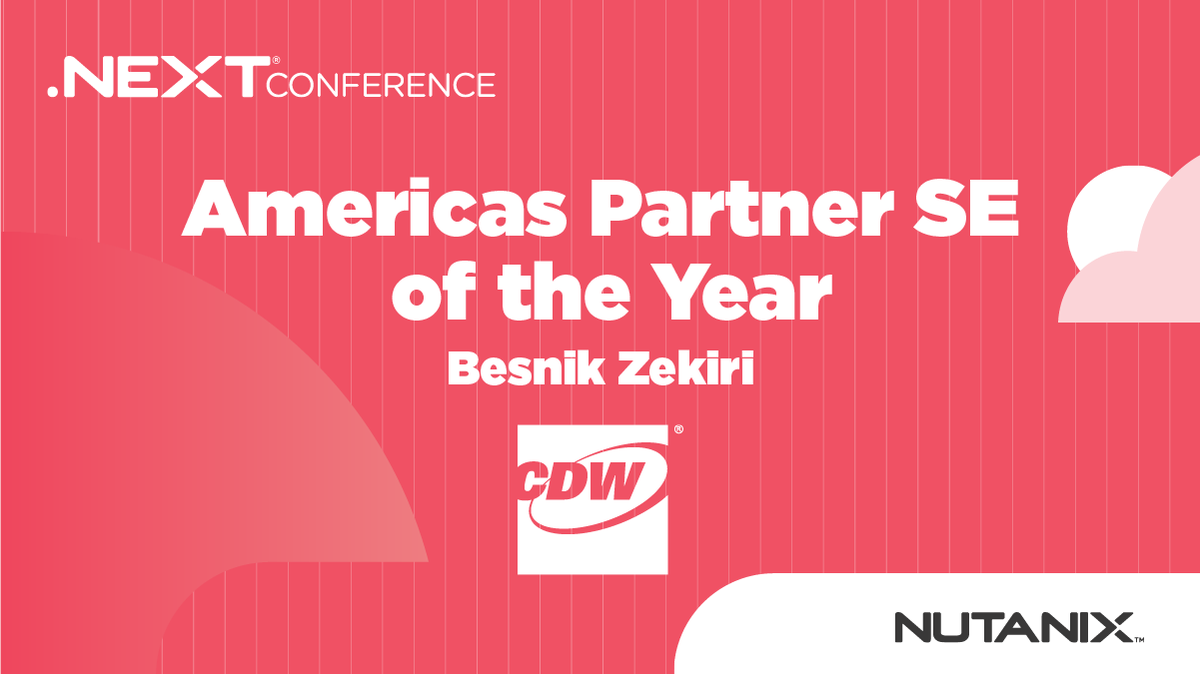 NutanixPartners's tweet photo. Congratulations to Besnik Zekiri from @CDWCorp  for winning Americas Partner SE of the Year! #Nutanix #NEXTConf #PartnerXchange https://t.co/Dy87hCDyjZ