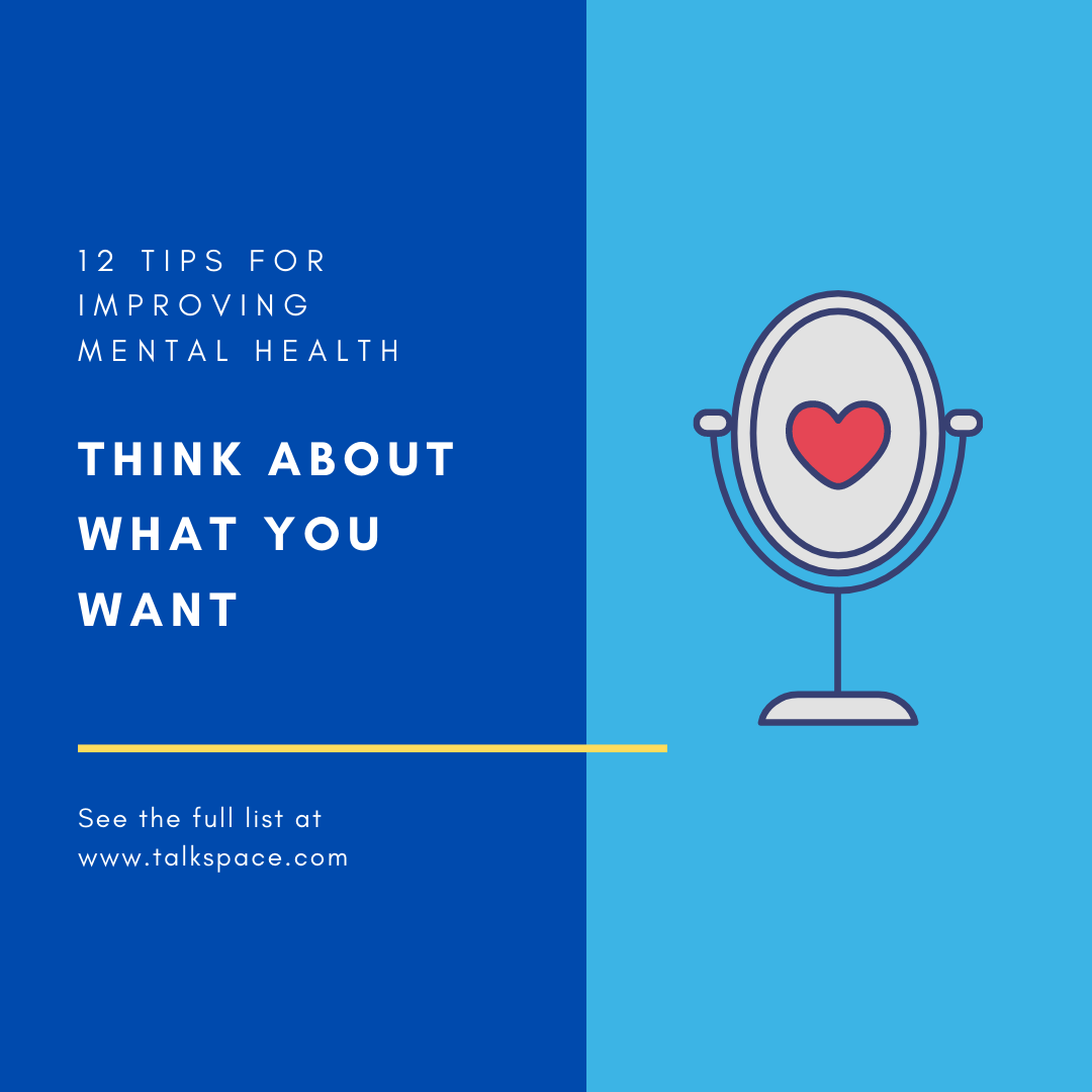 FirstStep4HELP's tweet photo. 12 Tips for Improving #MentalHealth: #12 Think about what YOU want, not what you think other people want you to do. Even if you can’t always do what you want, being honest about what you want will help you identify your needs and desires, which is healthy. https://t.co/eFFzDFIOwX