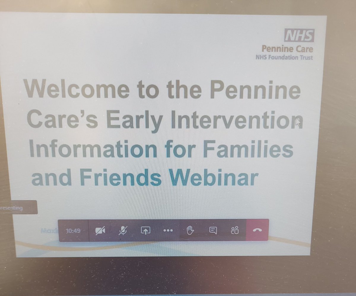 Today we launched the online Trust wide EIT families and friends group. This will run over 4 weeks covering a range of topics to offer support, information and advice #penninecarepeople #earlyinterventioninpsychosis @PennineCareNHS @DilJauffur