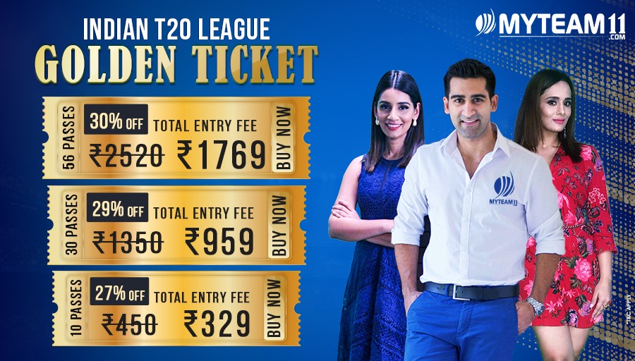 crajesh007's tweet image. I am ready with my Golden ticket, are you ready with yours? Get 30% discount and Win Big on MyTeam11.com #IndiaKiApniFantasyApp