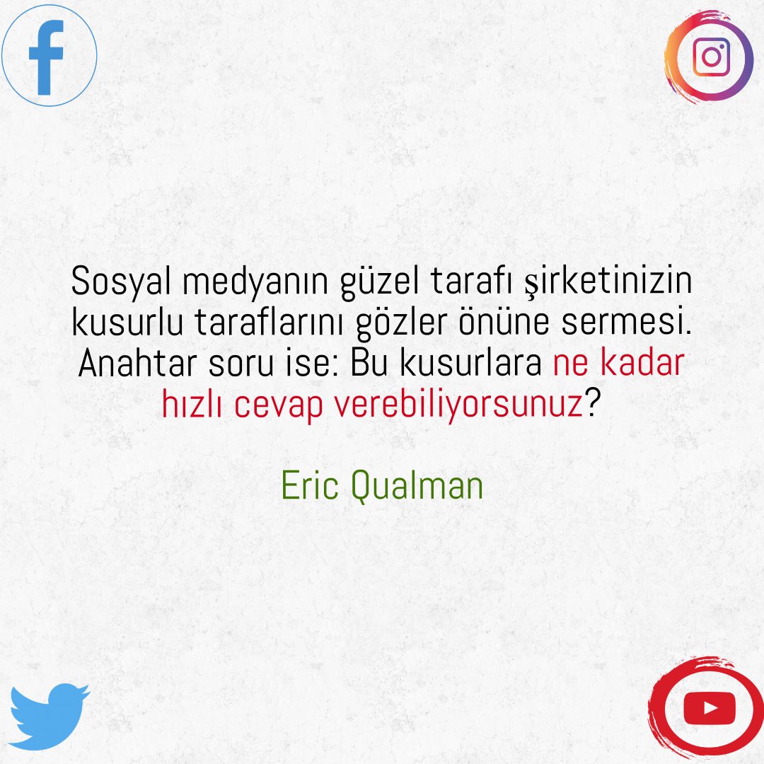 Sosyal medyanın güzel tarafı şirketinizin kusurlu taraflarını gözler önüne  sermesi anahtar soru ise: Bu kusurlara ne kadar hızlı cevap verebiliyorsunuz ?

#dijitalpazarlamauzmanı​​#dijitalmarketing #dijitaldönüşüm​​#networkmarketingonline​​#dijitalçağ​​#dijitalpazarlamauzmanı