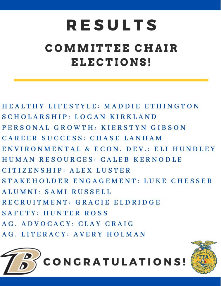 Committee Chair interviews are complete! Posted are the results. We have a great group of chairs this year!