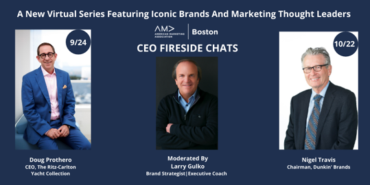 How often do you get to chat with #ceos? Join 
<a href="/amaBoston/">American Marketing Association (AMA) | Boston</a> this fall for a NEW fireside chat series featuring Doug Prothero, CEO of <a href="/RitzCarlton/">The Ritz-Carlton</a>
 Yacht Collection and <a href="/nigeltravis/">Nigel Travis</a>, Chairman of 
<a href="/dunkindonuts/">Dunkin'</a>. Get your ticket at amaboston.org/events