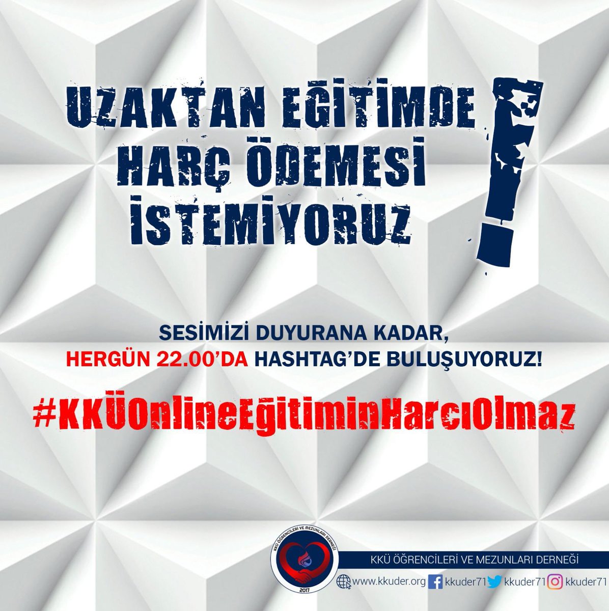 2️⃣Öğrencilerimizin ısrarla dile getirdiği eğitim harcı konusunu ve daha birçok konuyu KKÜDER ailesiyle görüştük. Öğrencilerimizin pandemi sürecinde daha fazla mağduriyet yaşamaması için...
#KKÜOnlineEğitiminHarcıOlmaz