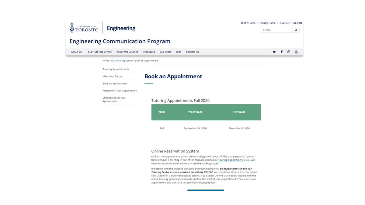 UofTecp's tweet photo. Do you have a report, proposal, or presentation on the horizon? Book an appointment with the Engineering Communication Program Tutoring Centre for help. https://t.co/899qEtxMTk https://t.co/9Jtd6nCZaB