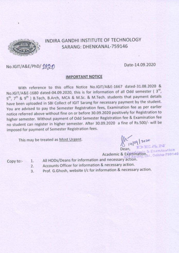 satyam_dharai's tweet photo. The All India Council of Technical Education in the notice dated 03.09.2020(F. No:|-1'04/AICTEPGRC/Z}Z0)clearly instructs the universities under its mandate toreduce the fees,but in our institute which also comes under AICTE,the same notice seems to have noeffect.
#Igitcutfees https://t.co/JTUWgmpy4c