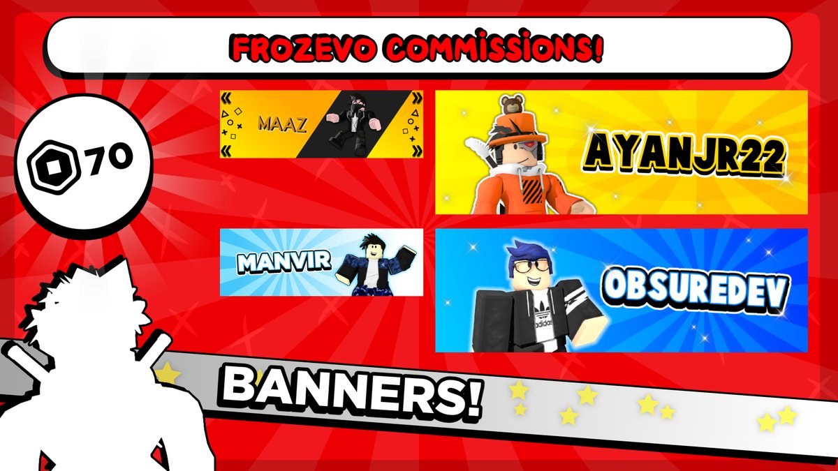 RealFrozevo's tweet photo. 😍FIRST COMMISSION SHEET!!!🥳

----- What I'll do????? -----

🥇RENDERS!! - 40 Robux
🥈BANNERS!! - 70 Robux
🥉PFPS!! - 50 Robux

📢Contact me here aswell, and giveaways soon aswell :)

🔓Comissions open, DMs open. 

⚠️Also please be patient, these usually take a few hours :) https://t.co/oWmIsyschI