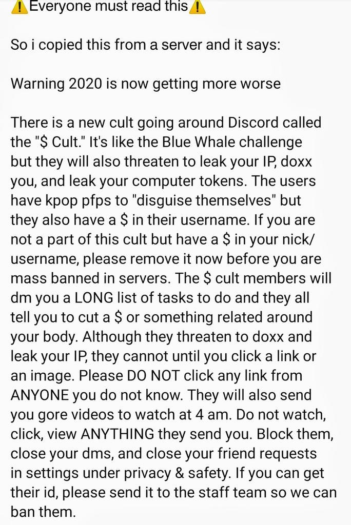 alxssqa's tweet photo. ⚠️ Everyone, listen up. This can SAVE a life.

Please read this and retweet this and share this to your friends. Whether they have discord or not, you must be alert of this. 

THIS WAS SHARED TO ME, I DID NOT TYPE THIS WHOLE THING, so no credit goes to me. ⚠️

Stay safe. https://t.co/Si0mLBfyxB