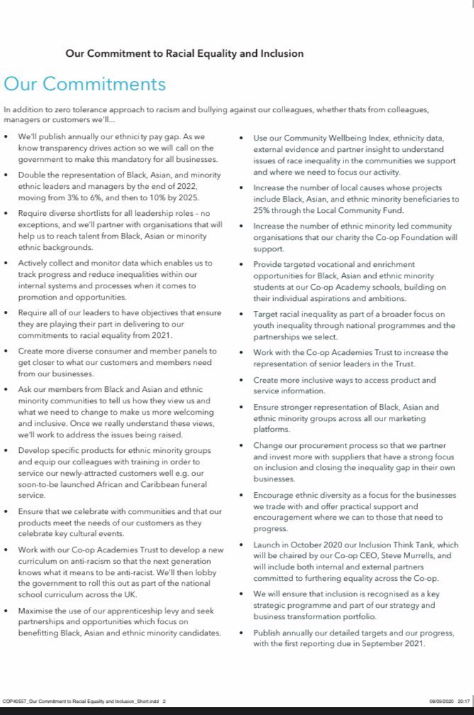 Jmmcr1's tweet photo. Co-op’s new commitments for Racial Equality and Inclusion... I couldn’t be prouder of our ‘Anti-Racist’ stance. 

Taking a ‘non-racist’ approach is no longer enough... companies must proactively call out racism. We all have our part to play. #Inclusion https://t.co/UoFt451COw