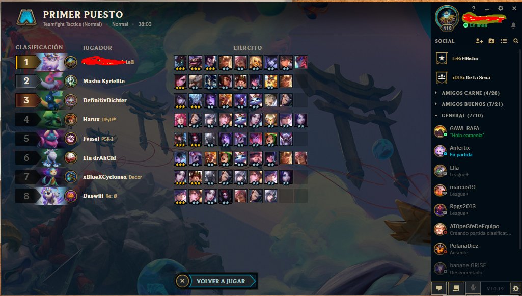 GatoGalos's tweet photo. Pues ya tengo mi primera victoria en el tercer intento. #tft4 #tft #teamfight #lol #LeagueOfLegends https://t.co/QZtxjunOFw