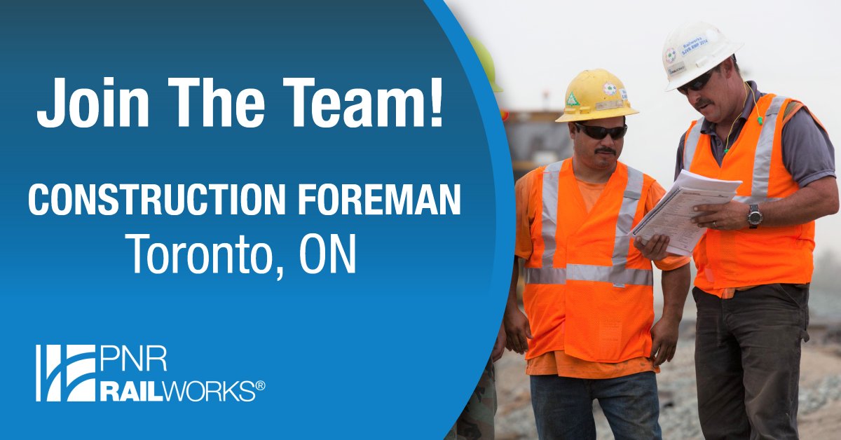PNR RailWorks has an opportunity for a Construction Foreman with experience in civil or electrical construction. Apply today! bit.ly/2ZwClNu