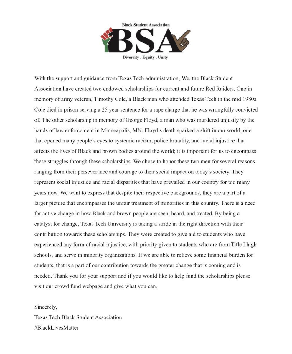 TTU BSA tweet media