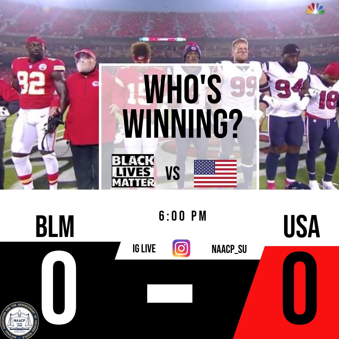 They say life’s a game but who’s winning? Tune into our IG Live today at 6 to discuss how the Black Lives Matter movement is being handled in the sports world and if it’s being effective.  IG: naacp_su