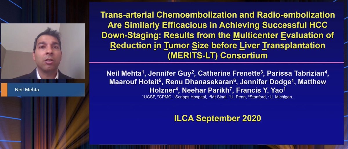 Dr. Neil Mehta from <a href="/UCSF/">UC San Francisco</a> presented the results of our ongoing prospective study demonstrating TACE and Y90 are equally effective in successfully down-staging HCC prior to transplant at #ILCA20Virtual this weekend <a href="/ILCAnews/">ILCA</a>