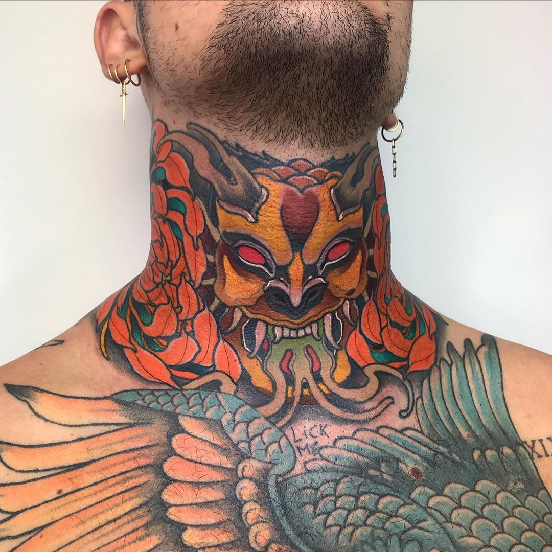 67 Adorable Japanese Neck Tattoos