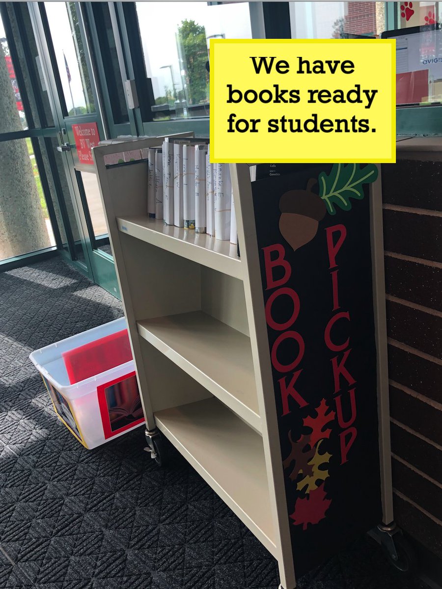 bvwlibrary's tweet image. Books are ready for students to pick up.  If you placed a hold on a book and received a Canvas Inbox message that your book is ready, stop by the front of the building - just inside the doors - to grab your book. #welovebooks #librarystrong @bvlibraries