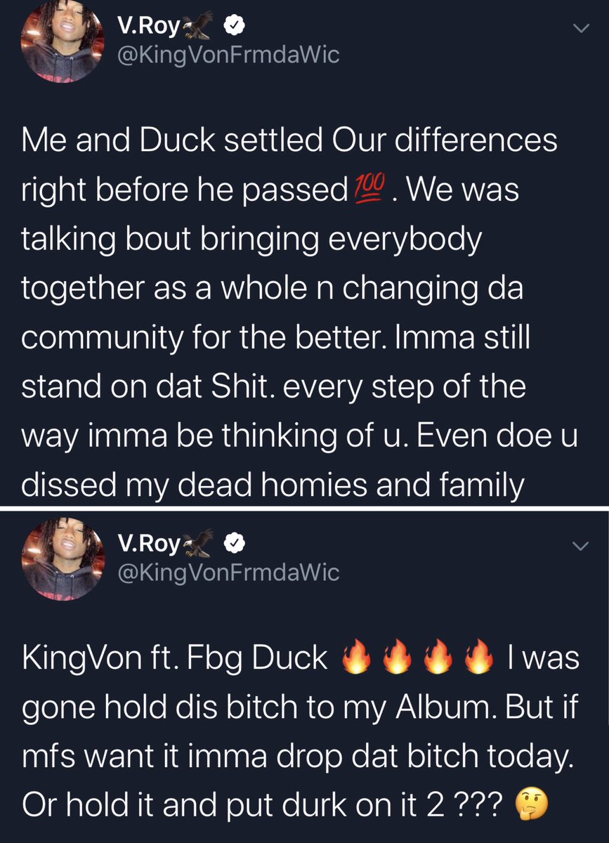 My Mixtapez King Von Reveals That Him And Fbg Duck Squashed Their Beef Shortly Before His Passing He Also Shared They Had Started Making Music Together Y All Need It My Mixtapez King Von Reveals That Him And Fbg Duck Squashed Their Beef Shortly Before His Passing He Also Shared They Had Started Making Music Together Y All Need It