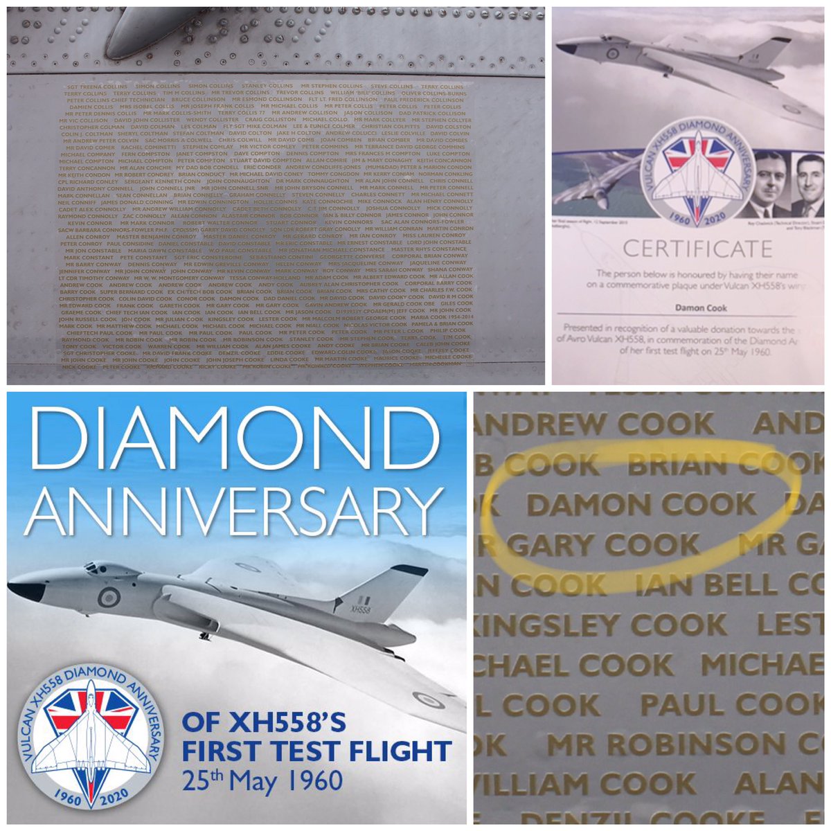 My name under the wing of the Vulcan XH558....Diamond Anniversary of the first test flight 1960-2020.....  @vulcantothesky #Vulcan60thAnniversary #DiamondAnniversary #VulcanXH558 #Vulcan #XH558 #NameUnderXH558sWing