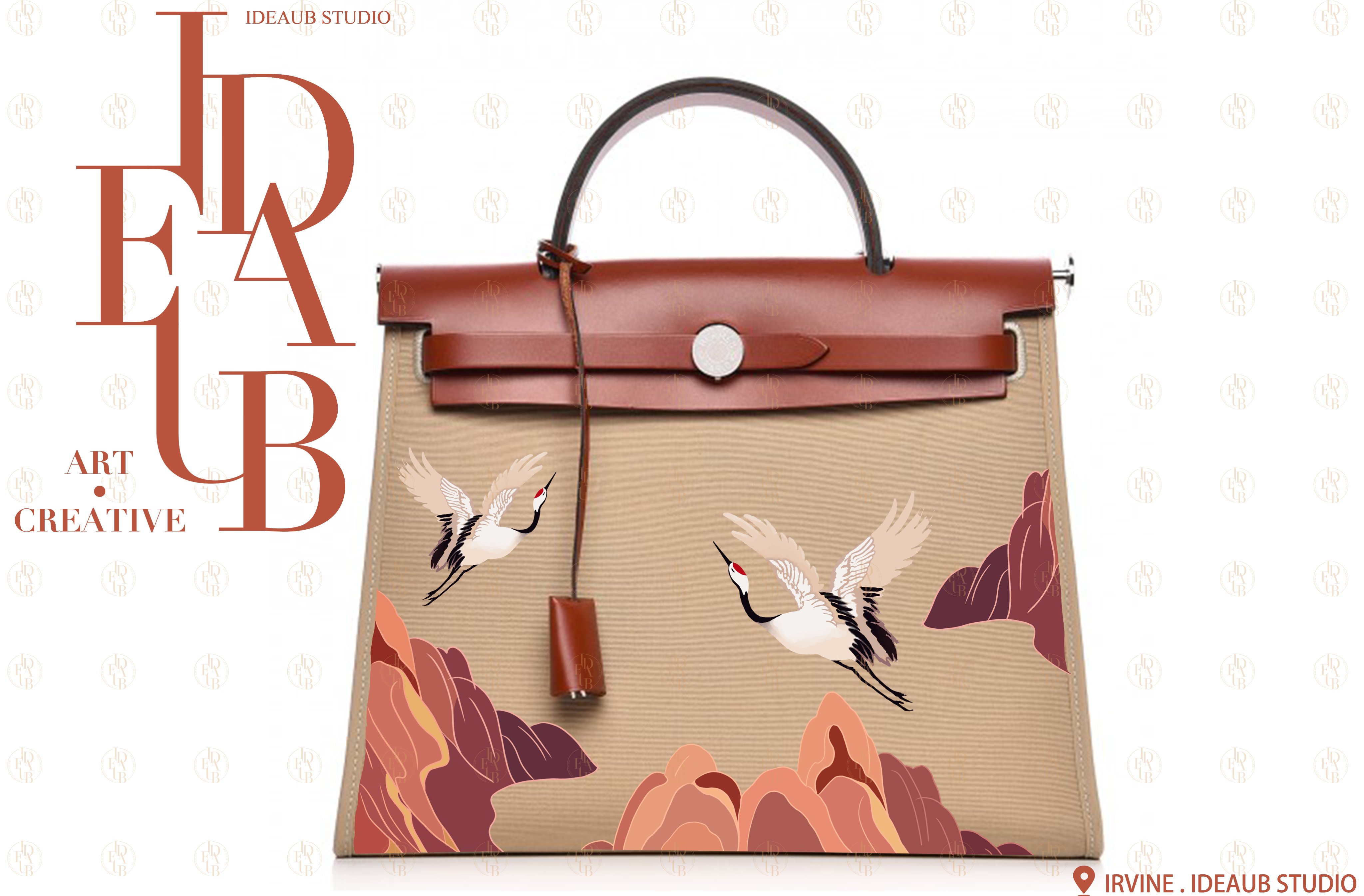 Ideaub Studio on X: The red-crown crane symbolizes longevity. Chinese  style hand-painted on Hermès Herbag🎨. #Hermes #custom #handpainted  #designsketch #ChineseArt #Herbag #design #unique   / X