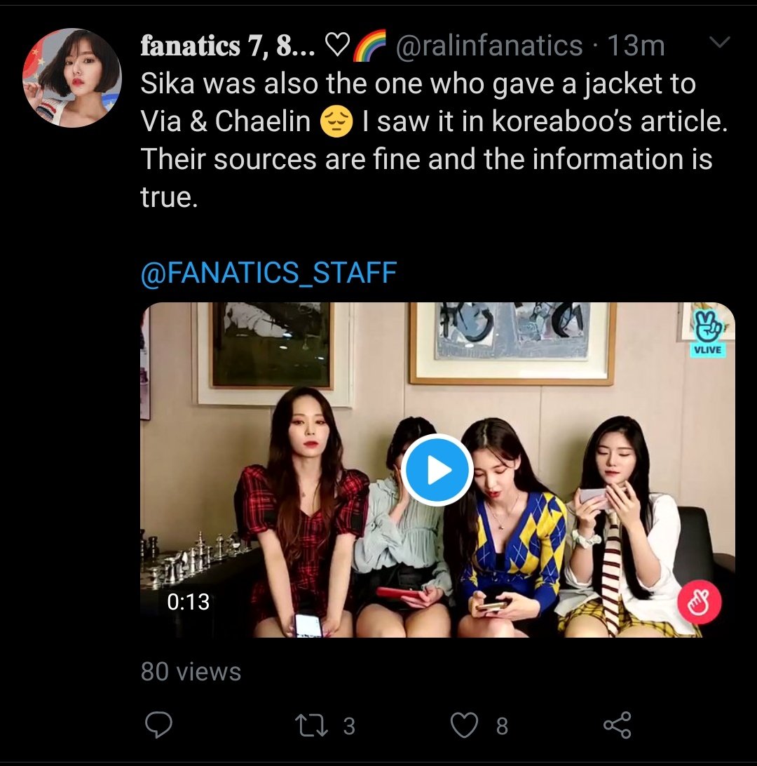It seems like the same person gave the other 2 girls a blanket earlier.Btw if you want a better idea of what's going on, what to do, and more context I would suggest looking at this account, @/ralinfanatics. It seems like they are a translator in the Fanatics fandom.