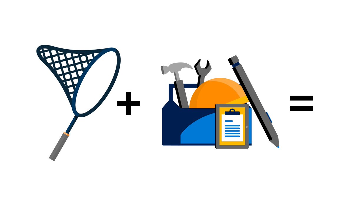 Cartoon drawing of a net + tool caddy. 