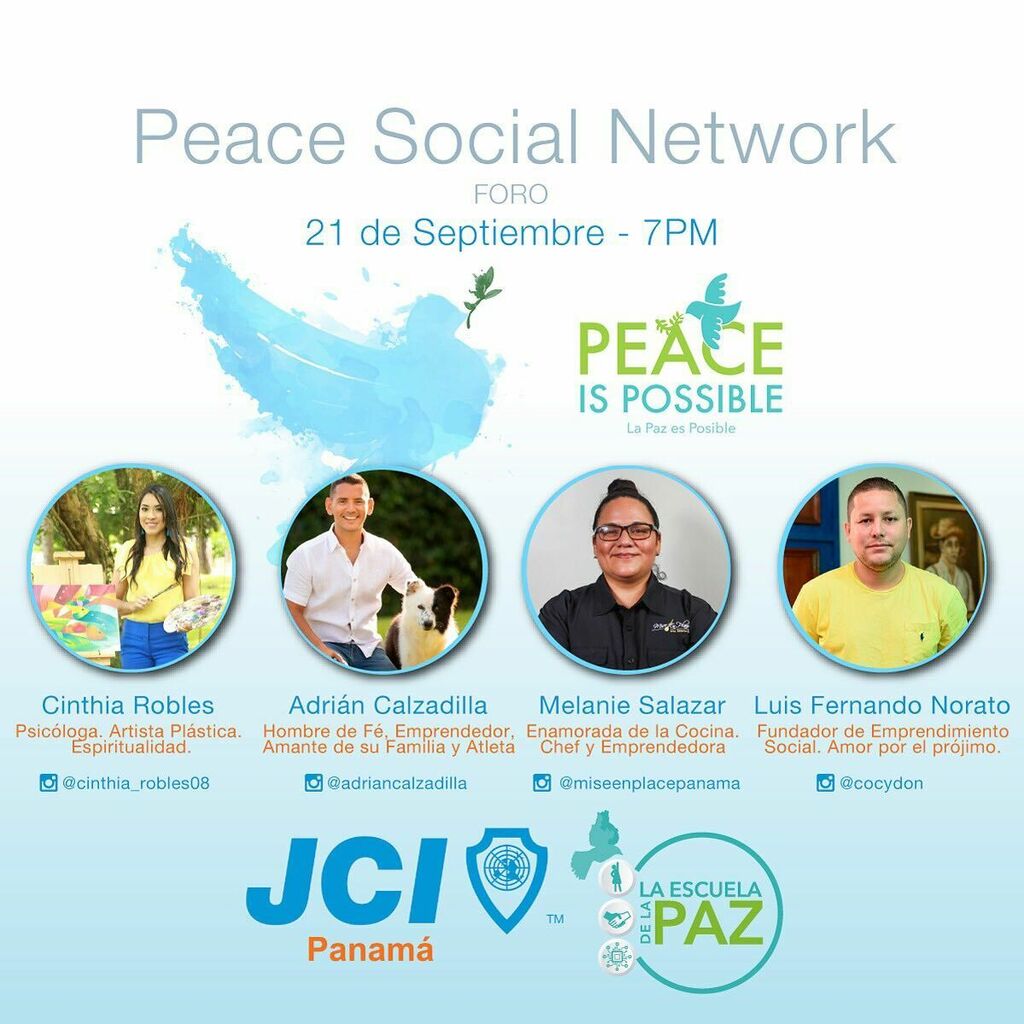 Acompáñanos este 21 de septiembre en el lanzamiento de la Escuela de Paz desde el Foro Peace Social Network, desde la transmisión en vivo en las redes sociales. 

Tendremos la participación de laureados jóvenes sobresalientes del país. En donde hab… instagr.am/p/CFNTUQEBPN7/