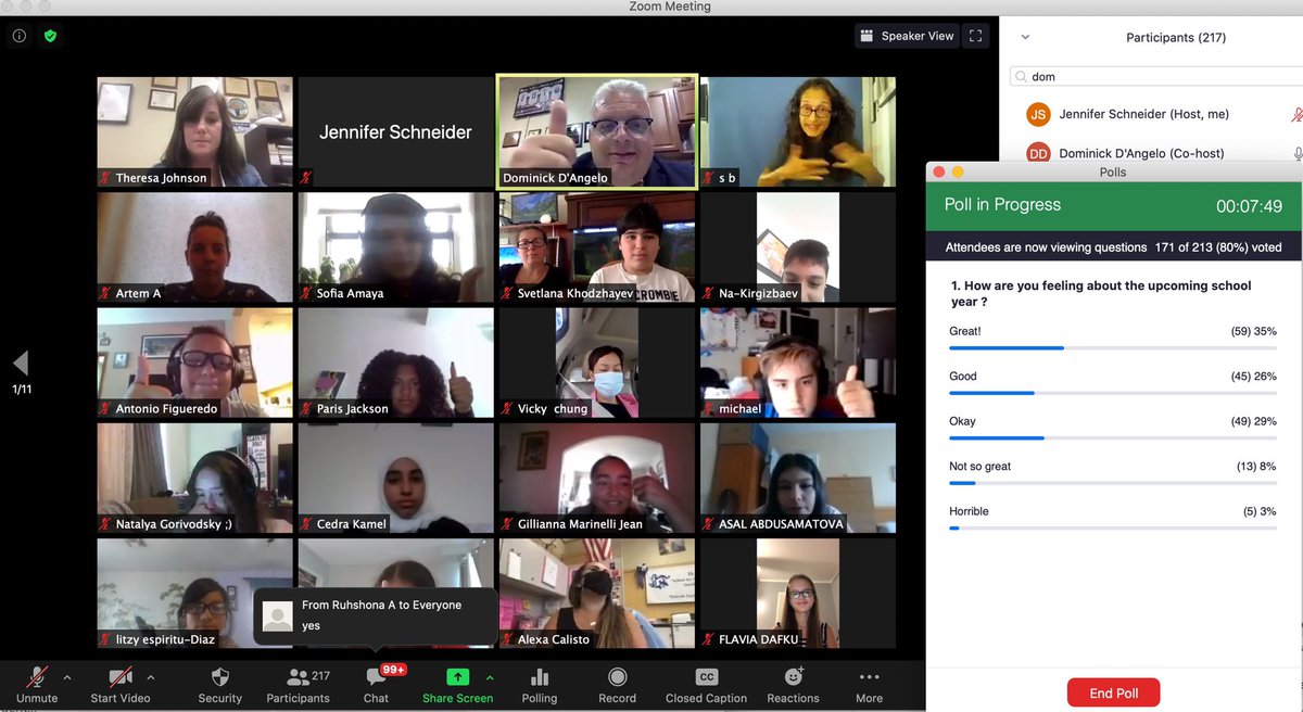 First day of virtual orientation at <a href="/IS228DAB/">IS228</a> 🌟💻Checking in on how our students &amp; families are feeling about the upcoming school year! <a href="/DomDangeloNYC/">Dominick A. D'Angelo (he/him)</a> modeling formative assessment 👍🏼