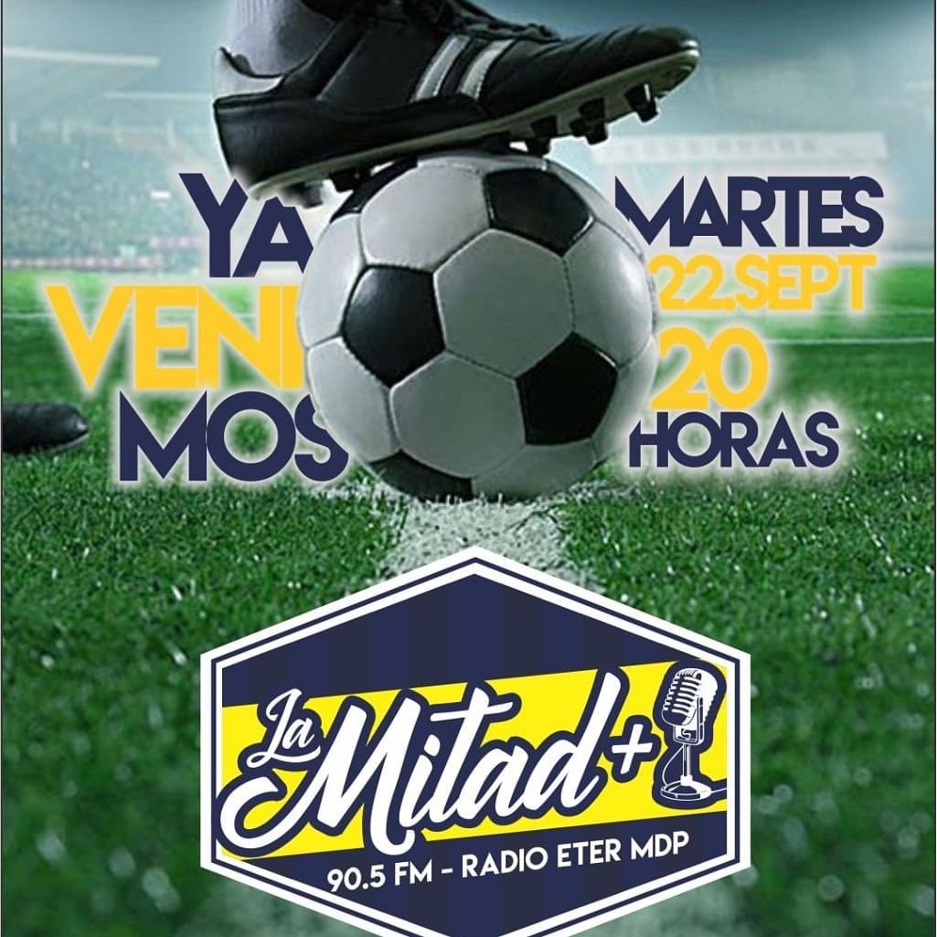 ¡Estamos muy felices! 💙💛💙

#LaMitadMás1Radio🎙🎧
#PorHinchasParaHinchas

El próximo martes 22/9, para festejar el 4to aniversario de nuestra peña, Estaremos comenzando un nuevo proyecto 🎙

Todos los martes de 20 a 21hs por Radio Eter Mdp 90.5 tendrás un nuevo espacio Xeneize.
