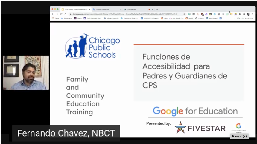 It has been a pleasure working with Fernando Chavez <a href="/uclafern/">Fernando Chavez, MA, NBCT</a> to help support CPS Spanish speaking families by sharing a basic knowledge of Google for Education and Chromebook Accessibility Features. <a href="/GoogleForEdu/">Google for Education</a> @Five_StarTech <a href="/ChicagoCPS/">Chicago Public Schools</a>