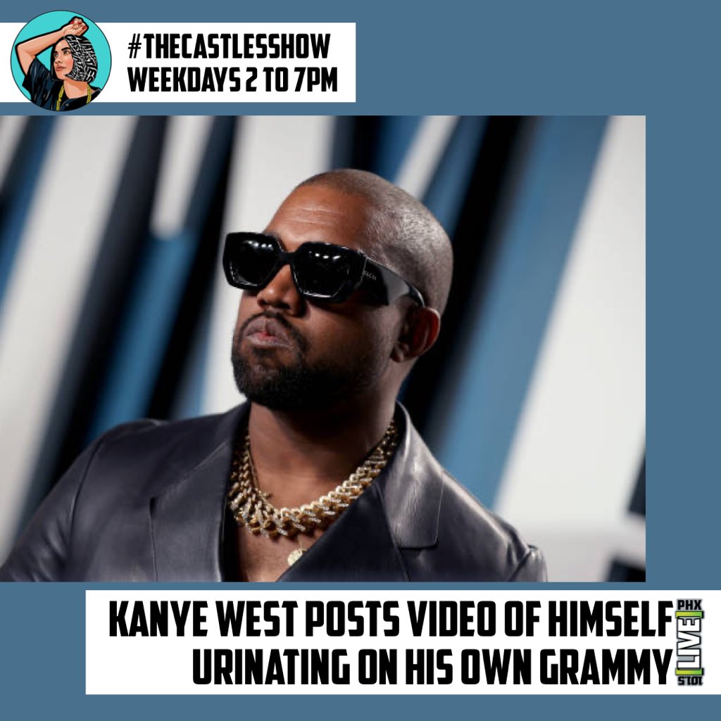 kanye-west-appears-to-pee-on-grammy-after-tweeting-about-battle-over-music-ownership Photo 