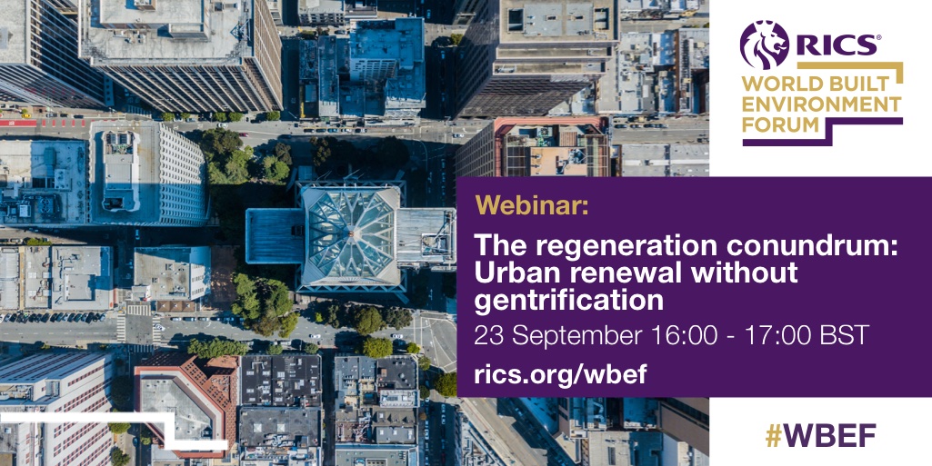 RICSnews's tweet photo. What does inclusive #regeneration look like? And what are the signs that regeneration has mutated into #gentrification? 🏘️

Join @wbefcommunity in their next webinar as they discuss the regeneration conundrum. Sign up for free now: https://t.co/UkPnEzgezO https://t.co/KpTtZ0q797